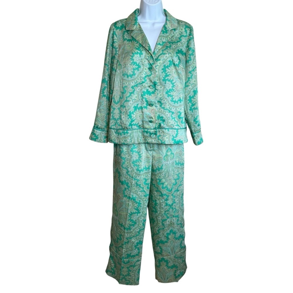 J Crew Collection Drapey Button Top & Pull On Crop Pants Ratti Pendant Paisley S